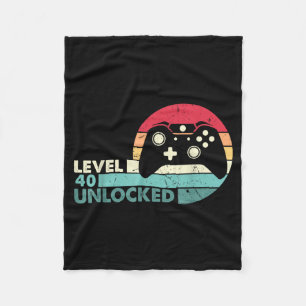 Level 40 Unlocked Shirt Video Gamer 40th Birthday Fleece Blanket