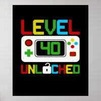 Level 40 Unlocked Video Game 10th Birthday Gift