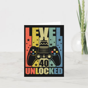 Level 40 Unlocked Video Game 40th Birthday Gamer B Card