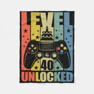 Level 40 Unlocked Video Game 40th Birthday Gamer B Fleece Blanket