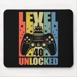 Level 40 Unlocked Video Game 40th Birthday Gamer B Mouse Pad