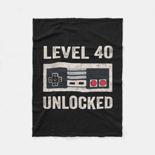 Level 40 Unlocked Video Gamer 40th Birthday Gift Fleece Blanket