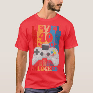 Level 40 Unlocked Video Gamer 40th Birthday Gifts T-Shirt