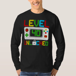 Level 40 Unlocked  Video Gamer 40th Birthday T-Shirt