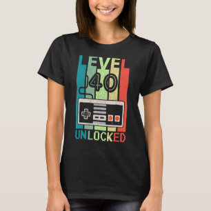 Level 40 Unlocked  Video Gamer 40th Birthday  Tee