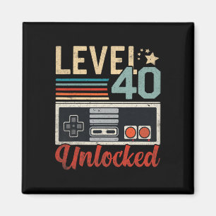 Level 40 Unlocked Video Gamer Controller 40th Birt Magnet