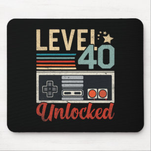 Level 40 Unlocked Video Gamer Controller 40th Birt Mouse Pad