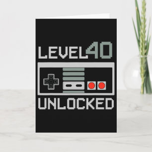 Level 40 Unlocked Video Gamer Vintage 40th Birthda Card