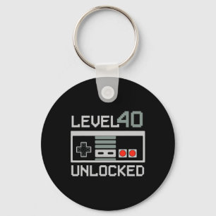 Level 40 Unlocked Video Gamer Vintage 40th Birthda Key Ring