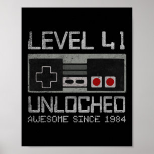 Level 41 Unlocked 41st Birthday 41 Year Old Video Poster