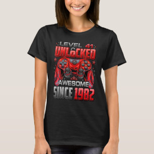 Level 41 Unlocked Awesome Since 1982 41st Birthday T-Shirt