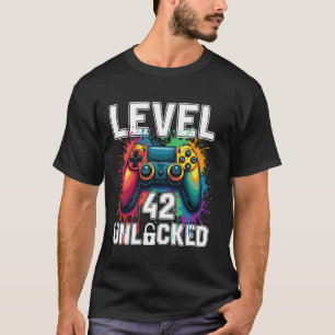 Level 42 Unlocked Funny Video Game Theme 42nd Birt T-Shirt