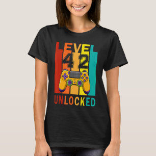 Level 42 Unlocked   Video Gamer 42nd Birthday T-Shirt