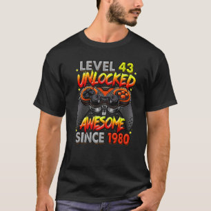 Level 43 Unlocked Awesome Since 1980 43rd Birthday T-Shirt