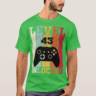 Level 43 Unlocked Funny Video 43rd Birthday Gift T-Shirt