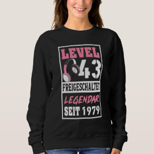 Level 43 Years Gamer Girl Since 1979 Birthday Vide Sweatshirt