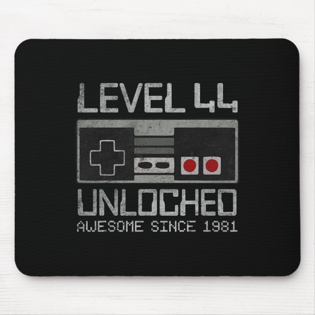 Level 44 Unlocked 44th Birthday 44 Year Old Video  Mouse Pad (Front)