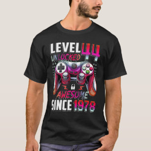Level 44 Unlocked Awesome Since 1978 44th Birthday T-Shirt