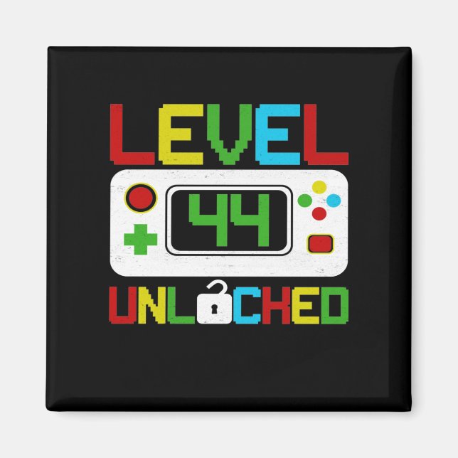 Level 44 Unlocked Video Game 10th Birthday Gift Magnet (Front)
