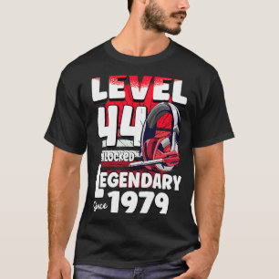 Level 44 years old Unlocked Since 1979 44th Gamer  T-Shirt