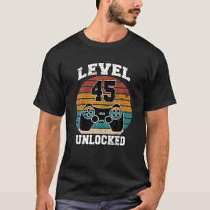 Level 45 Unlocked 45 Years Old Retro 80s 45th T-Shirt