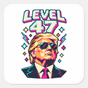 Level 47 Neon Arcade Square Sticker