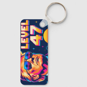 Level 47 Neon Arcade Two-Sided Aluminium Key Ring