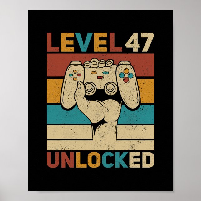Level 47 Unlocked 47th Birthday 47 Years Old Poster (Front)