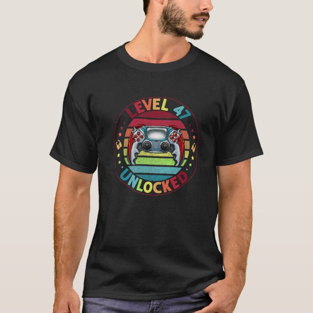 Level 47 Unlocked Awesome Since 1974 47Th Birthday T-Shirt (Front)