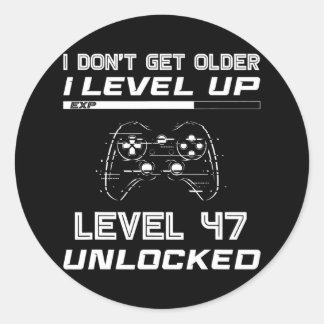 Level 47 Unlocked Gamer 47th Birthday Decorations Classic Round Sticker
