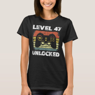 Level 47 Unlocked  Video Gamer 47th Birthday T-Shirt