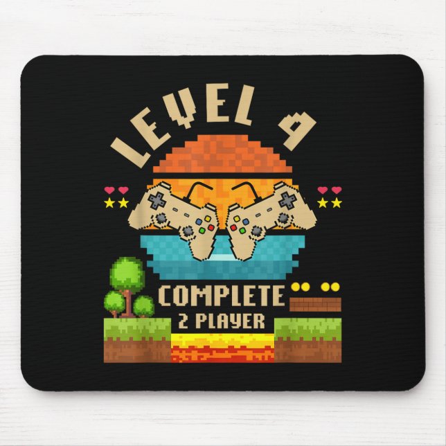 Level 4 Complete 4 Years Anniversary Video Game Gi Mouse Pad (Front)