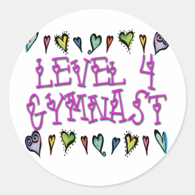 Level 4 Gymnast hearts Classic Round Sticker (Front)