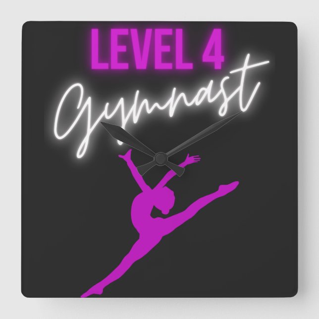 Level 4 Gymnast Square Wall Clock (Front)