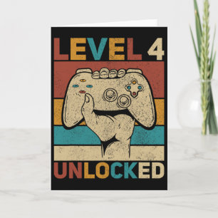 Level 4 Unlocked 4 Year Old Boy Fourth Bday Kid 4t Card