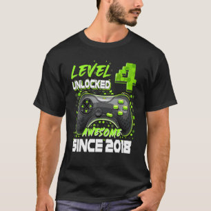 Level 4 Unlocked Awesome Since 2018 4th Birthday B T-Shirt
