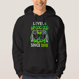 Level 4 Unlocked Awesome Since 2018 4th Birthday G Hoodie