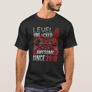 Level 4 Unlocked Awesome Since 2018 4Th Birthday G T-Shirt
