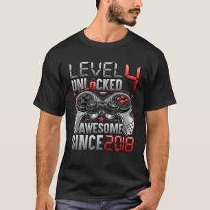Level 4 Unlocked Awesome Since 2018 4Th Birthday G T-Shirt