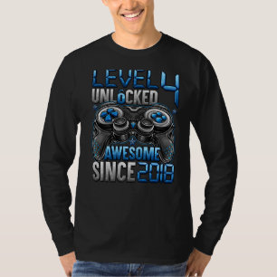 Level 4 Unlocked Awesome Since 2018 4th Birthday T-Shirt