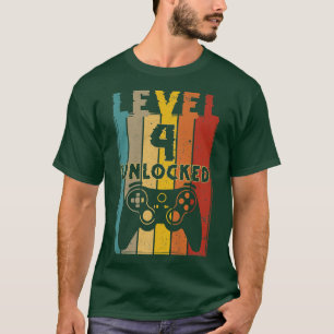 Level 4 Unlocked Funny Video Gamer 4th Birthday T-Shirt