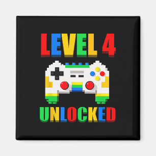 Level 4 Unlocked Gamer 4 Year Old Video Game Birth Magnet
