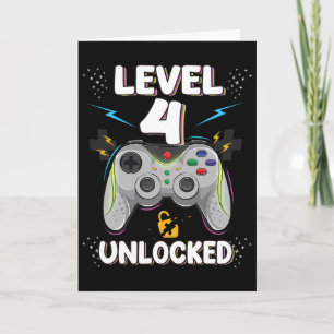 Level 4 Unlocked Video Game 4th Birthday Gamer Gif Card