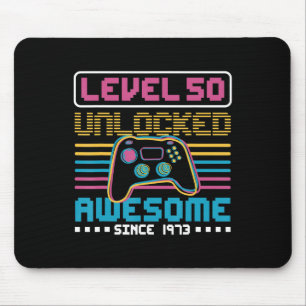 Level 50 unlocked awesome since 1973 Gaming Birthd Mouse Pad
