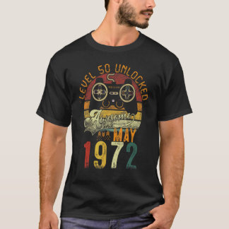 Level 50 Unlocked Awesome Since May 1972 Vinatge V T-Shirt