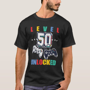 Level 50 Unlocked Funny Video Game 50Th Birthday M T-Shirt