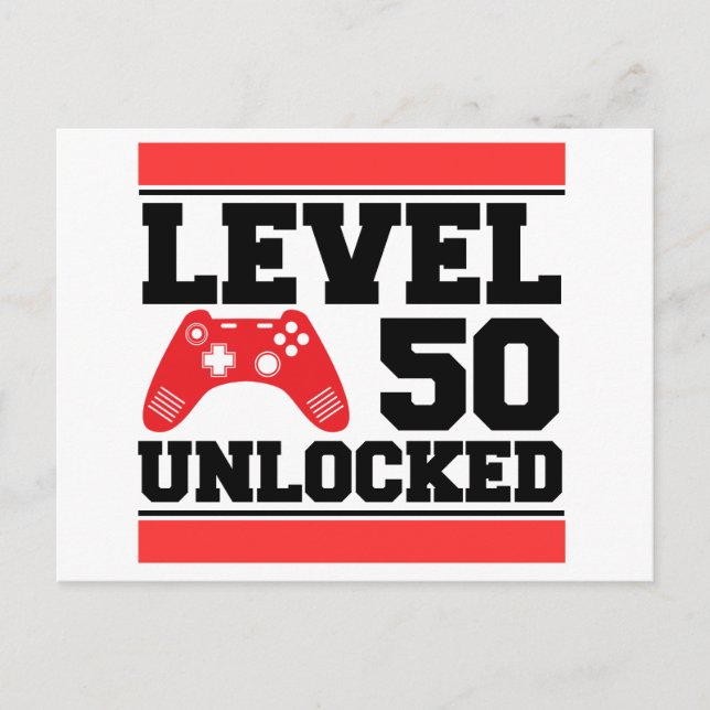 Level 50 Unlocked Postcard (Front)