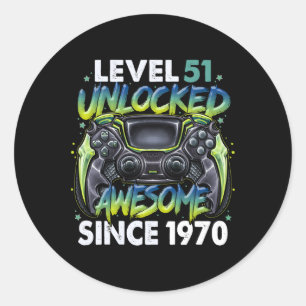 Level 51 Unlocked Awesome Since 1970 51st Birthday Classic Round Sticker