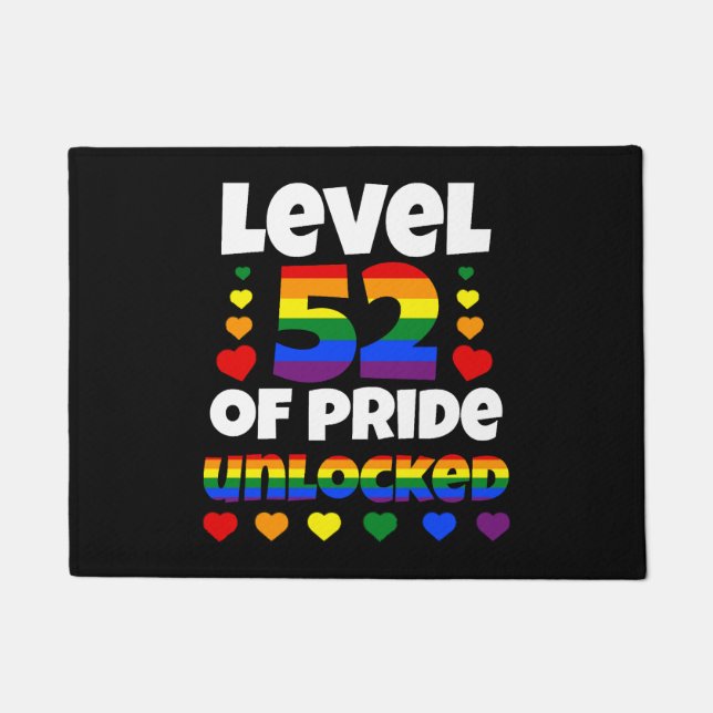 Level 52 of Pride Unlocked Rainbow LGBT 52nd Doormat (Front)