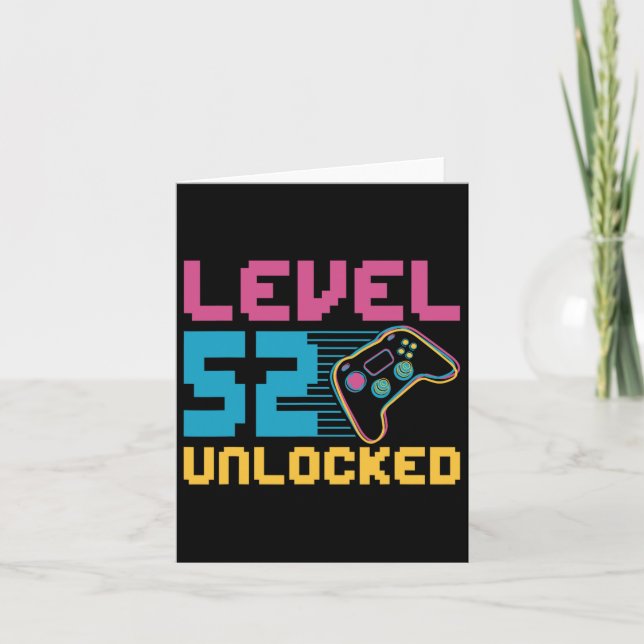 Level 52 Unlocked Gaming Birthday  Card (Front)